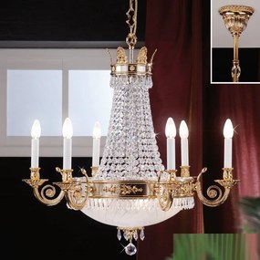 Candelabru clasic din alama si cristale SchÃ¶ler Empire, 24K gold plated