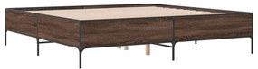 3279781 vidaXL Cadru de pat, stejar maro, 200x200 cm, lemn prelucrat și metal