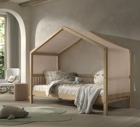 Pat Casă Forrest Beech 90x200 cm, pentru Camera Copii, din Lemn de Fag, cu Set Textil – Vipack