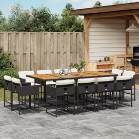 vidaXL Set mobilier de grădină cu perne, 13 piese, negru, poliratan