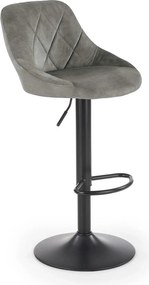 Scaun de bar rotativ H101, stofa catifelata gri - Bluvel 14, 47x45x106