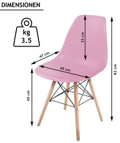 Set de 2x scaune de luat masă din plastic, roz