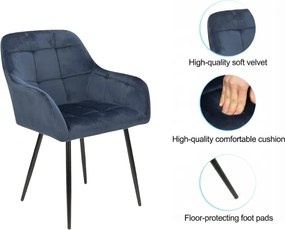 Fotoliu de sufragerie LOREN VELVET gri cu picioare negre