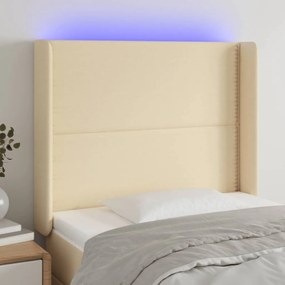 3123887 vidaXL Tăblie de pat cu LED, crem, 83x16x118/128 cm, textil
