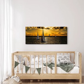 Tablou cu iaht în apus de soare (120x50 cm)