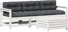 vidaXL Set mobilier de grădină cu perne, 4 piese alb lemn masiv de pin