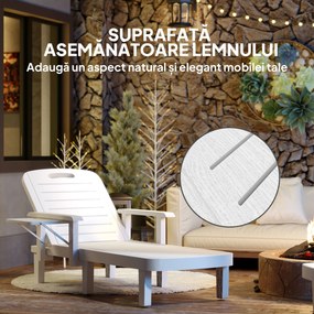 Outsunny Set 2 Șezlonguri cu Spătar Reglabil în 5 Poziții, Măsuță și Brațe Ergonomice, 79x158x88 cm, Gri | Aosom Romania