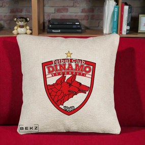 Perna Personalizata FC Dinamo Bucuresti 1948 Fotbal, 40x40 cm, Bej Canapea, Husa Detasabila, Perna Inclusa, BEKZ®