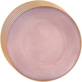 Orion Set de farfurii ceramice adânci Glaze roz 27cm, 6 buc.