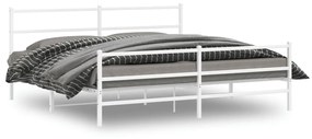 355438 vidaXL Cadru pat metalic cu tăblie de cap/picioare , alb, 193x203 cm