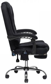 RESIGILAT- Scaun directorial cu Masaj, functie sezlong, suport picioare, SIB 075M, material textil, Negru