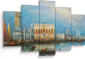 Tablou - Gondola care trece prin Veneția, pictură în ulei (150x105 cm)