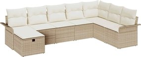 vidaXL Set de canapele pentru grădină 8 pcs Bej și crem poliratan
