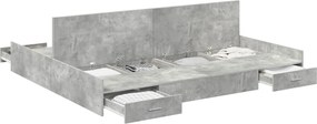 vidaXL Cadru de pat cu depozitare cu sertar Gri din beton 180 x 200 cm