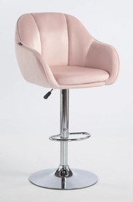 HR12055W Scaun Roz Pudra din Catifea cu Bază Cromata