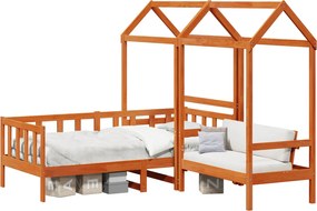 vidaXL Set de Pat pentru Zi Maro Ceară 90 x 200 cm Lemn masiv de pin