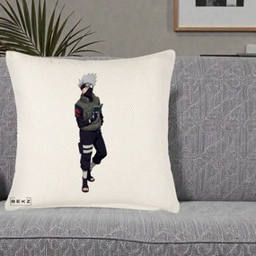 Perna Personalizata Naruto Kakashi Hatake Portret Complet, 40x40 cm, Crem Reliefat, Husa Detasabila, Perna Inclusa, BEKZ®