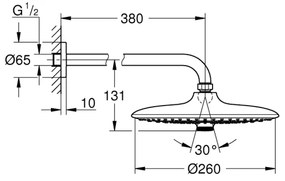 GROHE 26459000 - Cap de duș EUPHORIA 260, 380 mm, crom lucios