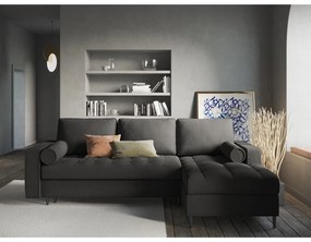 Canapea extensibilă cu șezlong dreapta Milo Casa Santo, gri închis