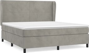 vidaXL Pat box spring cu saltea, gri deschis, 180x200 cm, catifea