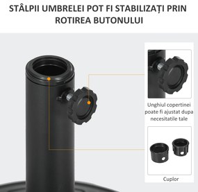 Outsunny Suport 13kg din Ciment pentru Umbrelă Soare, Bază Rotundă Rezistentă 48mm, Negru | Aosom Romania