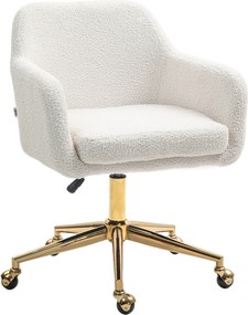 HOMCOM Scaun de birou fotoliu de birou cu role înălțime reglabilă șezut pivotant la 360° 60 x 61 x 79-88 cm crem | Aosom Romania