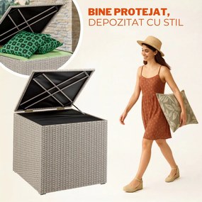 Ladă de depozitare din poliratan RICCO, 318L, 75x75x70 cm, crem Casaria