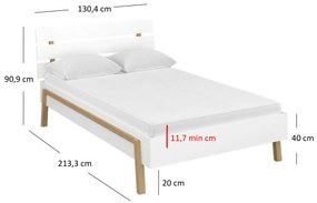 Pat matrimonial 120 cm Berry (alb) (fără saltea și somieră). 1052773