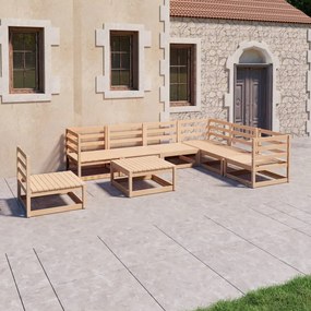 Set mobilier de relaxare pentru gradina 8 piese lemn masiv pin