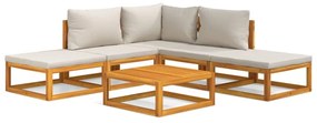 3155276 vidaXL Set mobilier grădină, perne gri deschis, 6 piese, lemn masiv