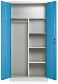 Dulap metalic, 90 x 45 x 185 cm, încuietoare cu cilindru, albastru - ral 5012