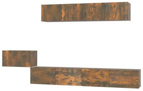 3114435 vidaXL Set dulapuri TV, 5 piese, stejar fumuriu, lemn prelucrat