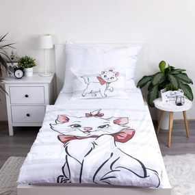 Lenjerie de pat pentru copii albă din bumbac pentru pătuț 100x135 cm Marie Cat "Bow" – Jerry Fabrics