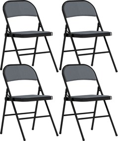 HOMCOM Set de 4 scaune pliabile pentru sufragerie portabile cadru din oțel 45 x 46 x 78 cm gri | Aosom Romania