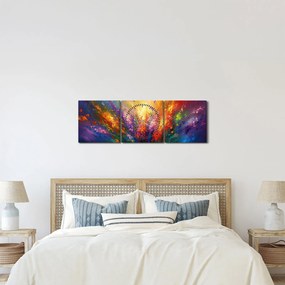 Tablou - Abstracție de flori (cu ceas) (90x30 cm)