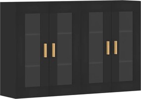 vidaXL Dulapuri montate pe perete, 2 buc, negru, lemn prelucrat