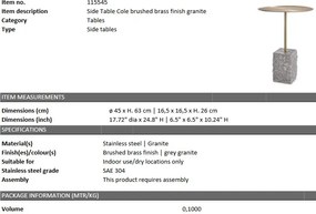 Masuta laterala design LUX Cole, granit gri 115545 HZ