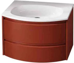 Set dulap baza suspendat KolpaSan Joy 2 sertare 60 cm finisaj ceramic red cu lavoar alb