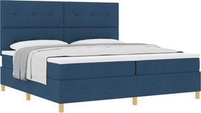 vidaXL Pat cu arcuri cu saltea albastru 200 x 200 cm țesătură