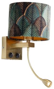 Lampă de perete bronz cu abajur din velur, design frunze și interior auriu - Brescia Combi