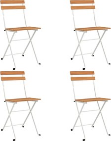vidaXL Scaune de bistro pliabile, 4 buc., lemn masiv de acacia și oțel