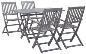 278921 vidaXL Set mobilier de grădină, 5 piese, gri, lemn masiv de acacia