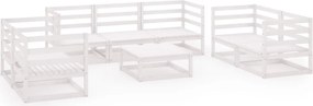 vidaXL Set mobilier de grădină, 8 piese, alb, lemn masiv de pin