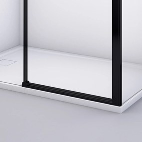 Cabina dus negru mat 140x80 cm, usa culisanta, grosime sticla 6 mm, tratament anticalcar, Ronal Divera