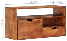 Comoda TV, 80x30x42 cm, lemn masiv de acacia 1, 80 x 30 x 42 cm
