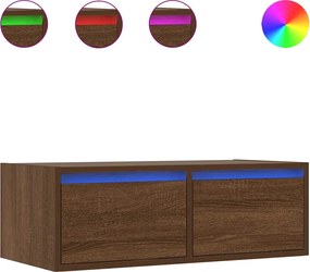 vidaXL Comodă TV cu lumini LED, stejar maro, 75x35,5x25 cm