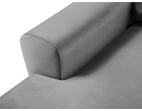 Colțar gri deschis extensibil, cu spațiu de depozitare cu tapițerie din catifea (cu colț pe partea stângă, cu șezlong) Kyoto – Cosmopolitan Design