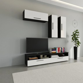 Living haaus V10, Negru/Alb Lucios, MDF, L 190 cm