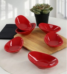 Set 6 boluri 275KRM1481, rosu, ceramica, 12x8x3 cm