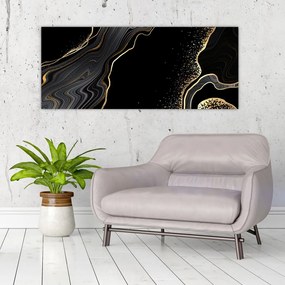 Tablou - Marmură negru - auriu (120x50 cm)